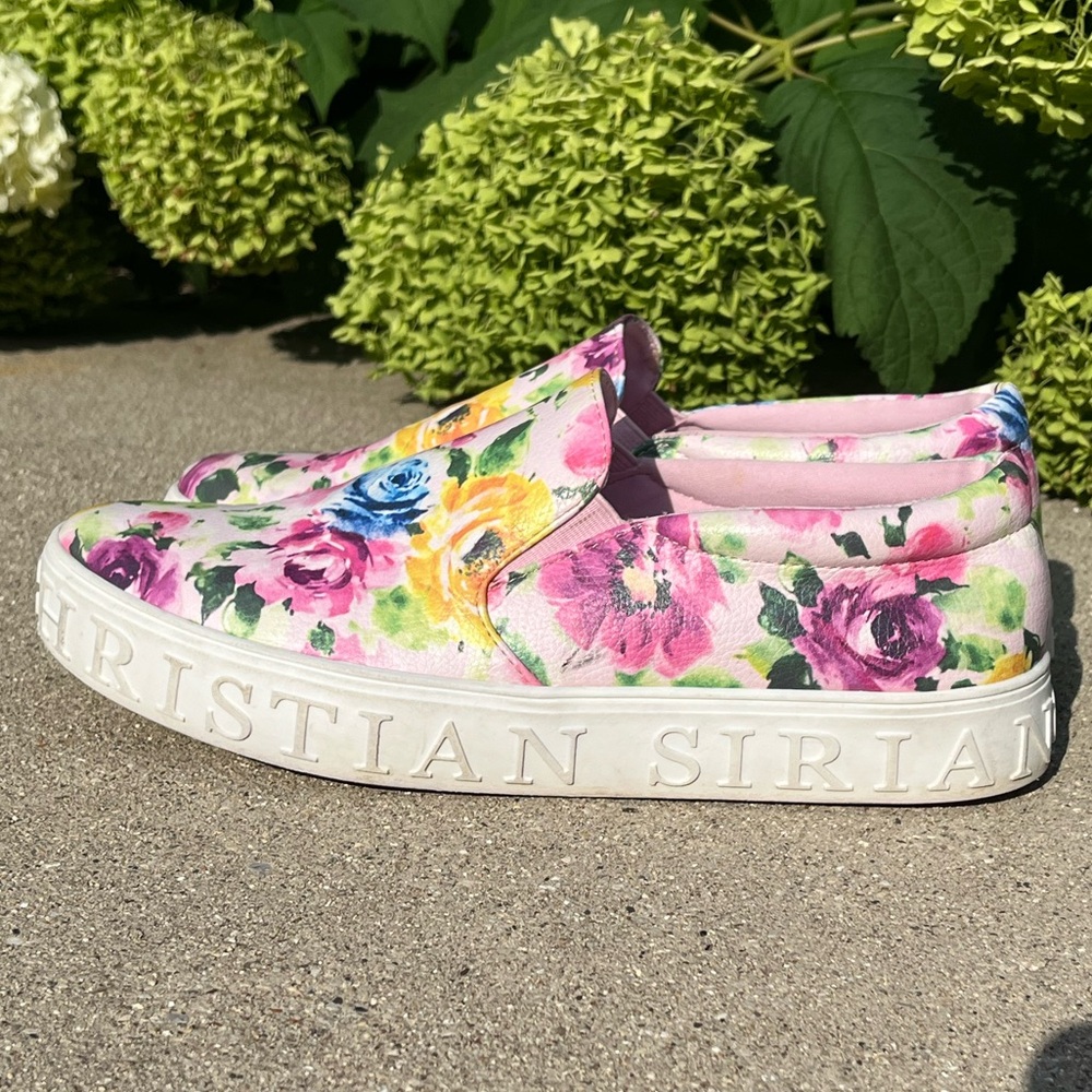 Christian Soriano Floral Sneakers, Size 10.